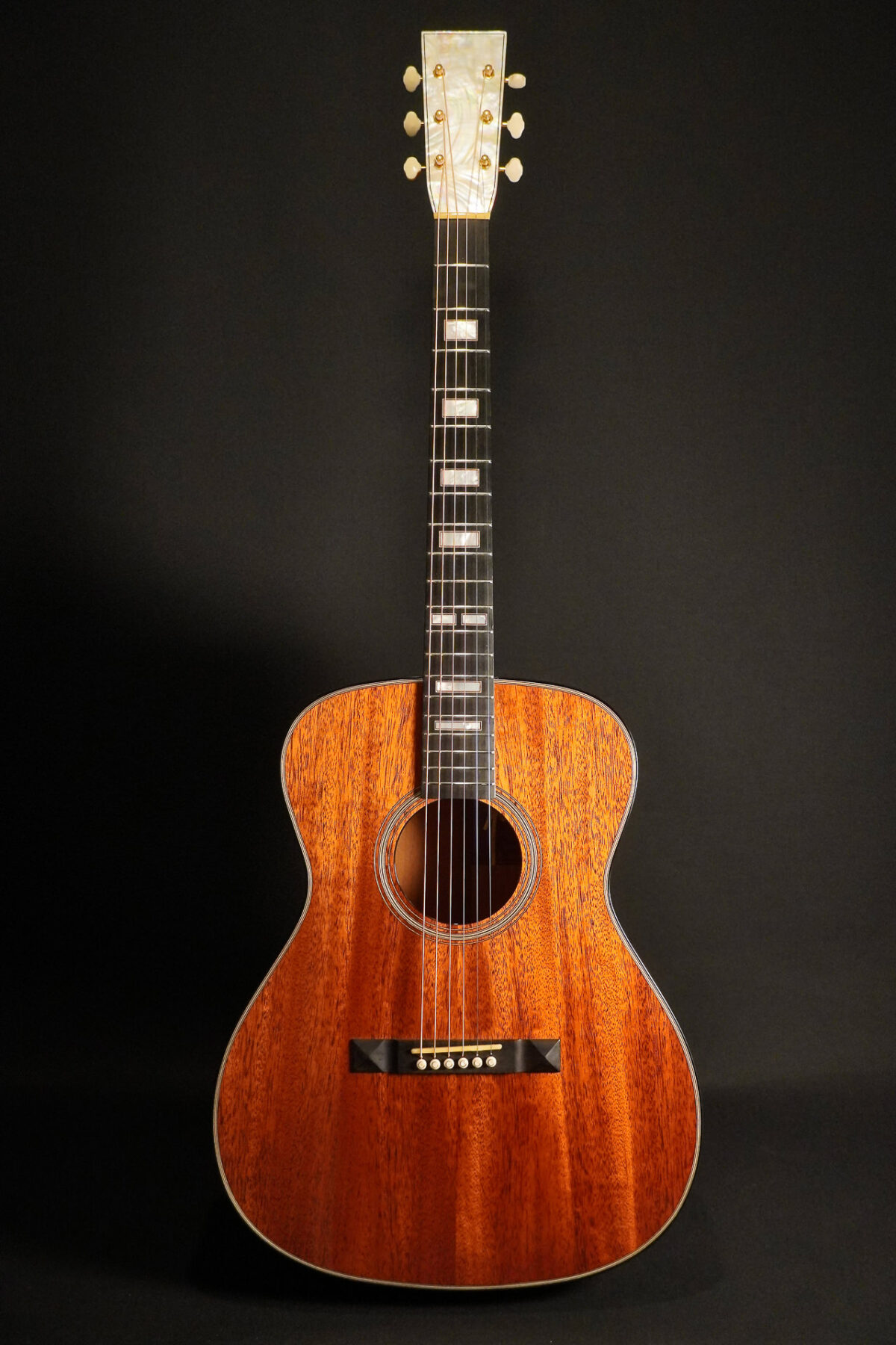 Hozen Guitars "Bling MOP Madness" OM All Torrefied Mahagony Double Top